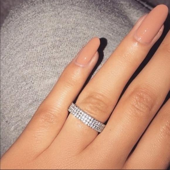 FULL ETERNITY 925 STERLING SILVER DIAMOND RING - Picture 2 of 4